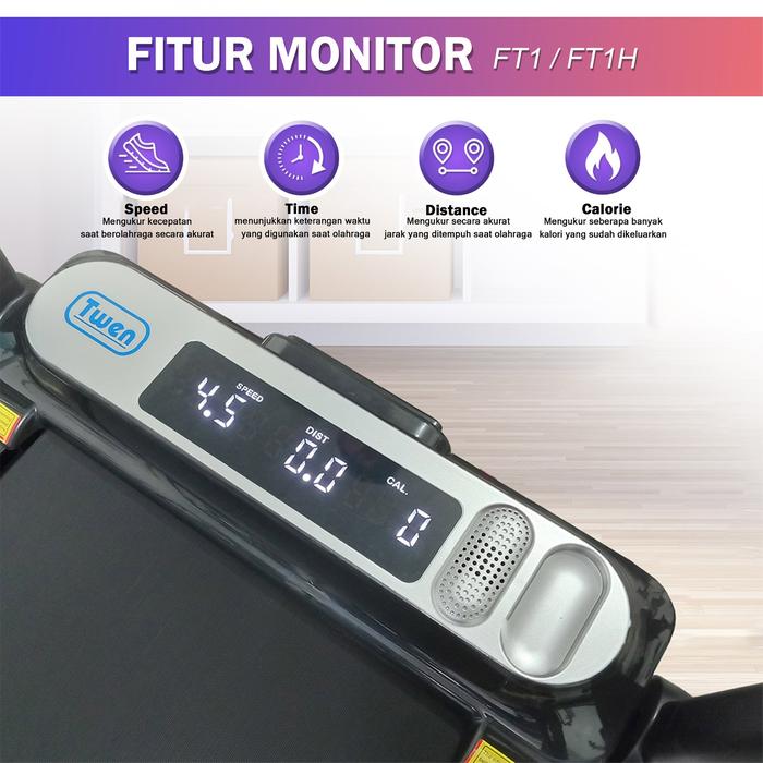 TWEN FT1H Running Pad Treadmill Listrik Gambar produk 8