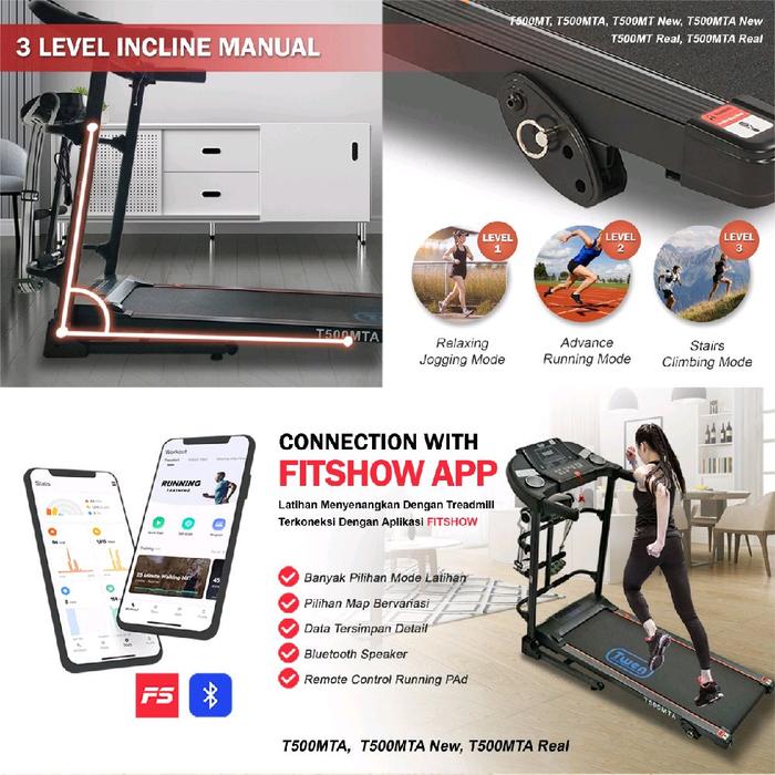 TWEN T500MT Real Treadmill Listrik Multifungsi Gambar produk 3