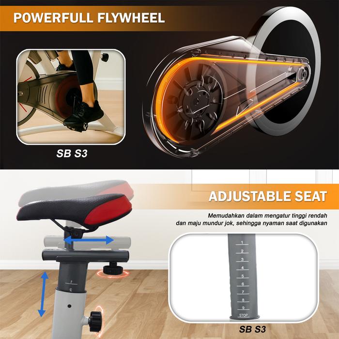 Twen S3 Black + App Spin Bike Gambar produk 2