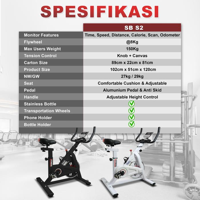 Twen S2 Black + App Spin Bike Gambar produk 7