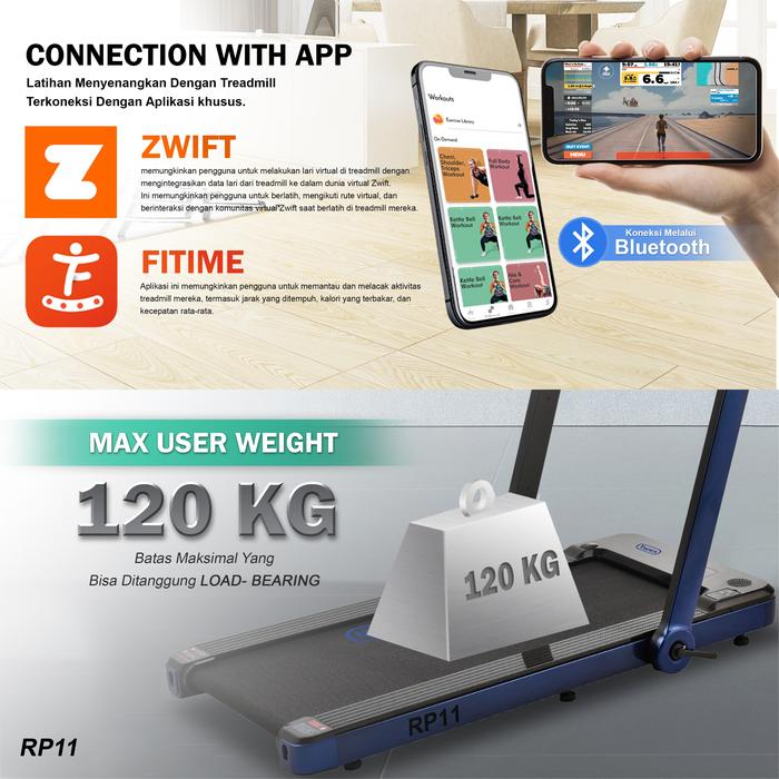 TWEN RP11 Biru Running Pad Treadmill Listrik Gambar produk 4