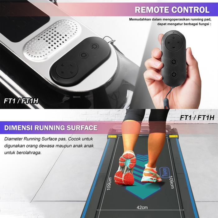 TWEN FT1H Running Pad Treadmill Listrik Gambar produk 6