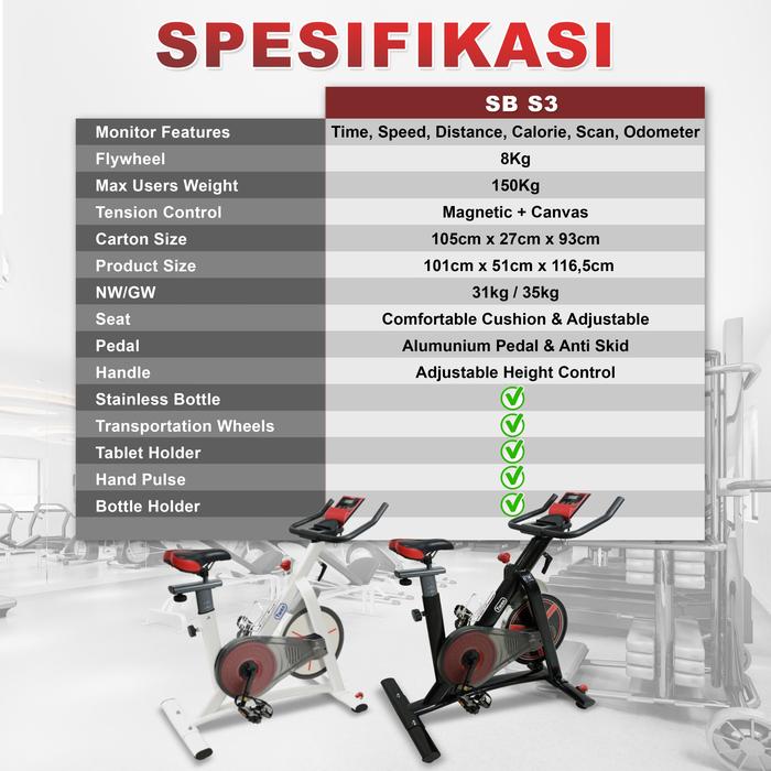Twen S3 Black + App Spin Bike Gambar produk 7