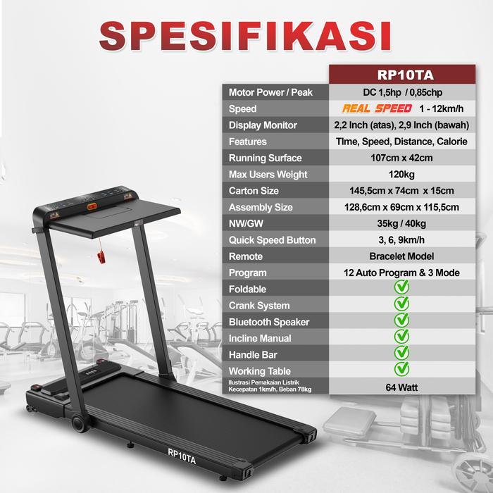 TWEN RP10TA Running Pad Treadmill Listrik Gambar produk 2
