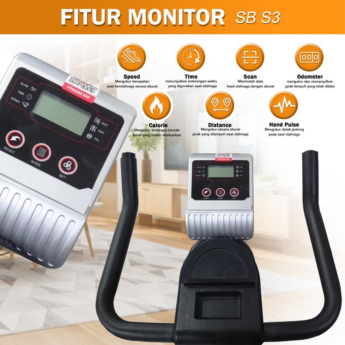 Twen S3 White Spin Bike Gambar produk 7