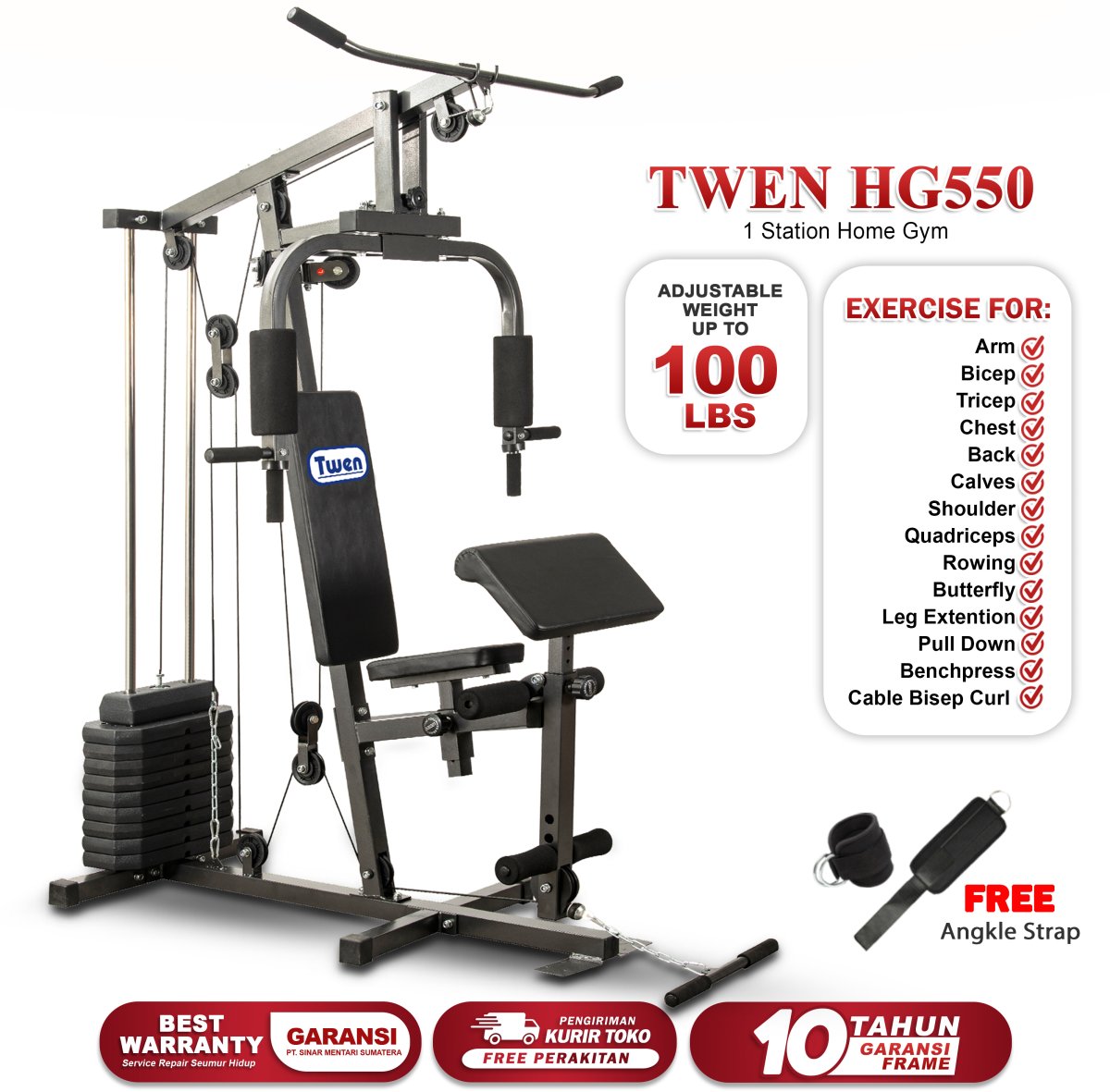 TWEN HG550 Alat Fitness Home Gym 1 Sisi Gambar produk 1