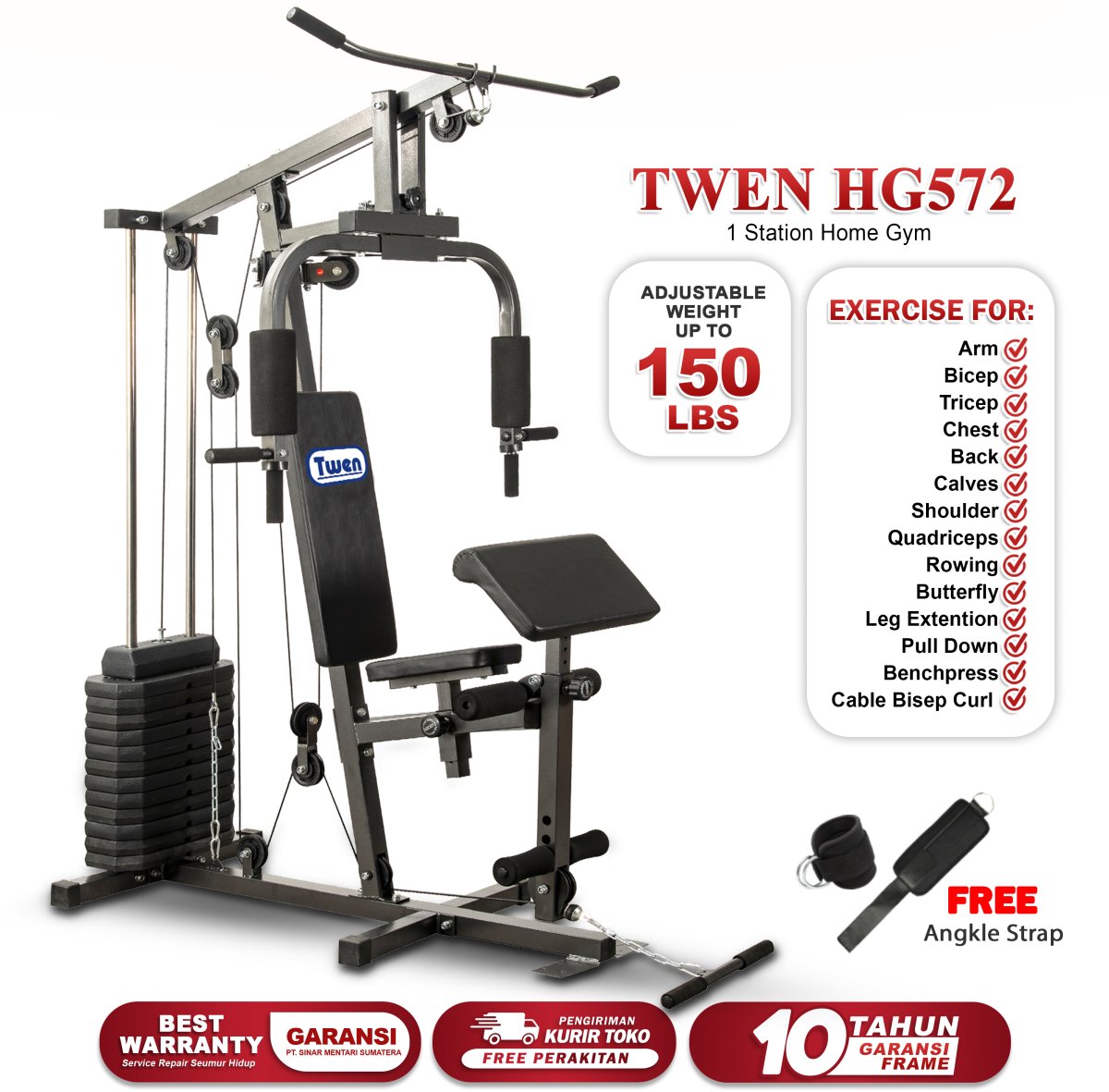 TWEN HG572 Alat Fitness Home Gym 1 Sisi