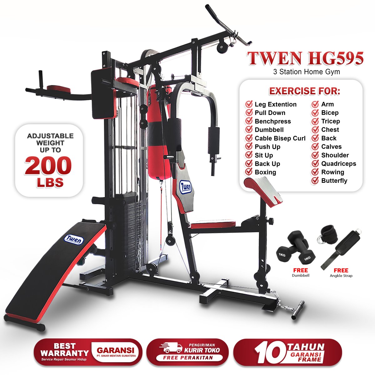 TWEN HG595 Alat Fitness Home Gym 3 Sisi
