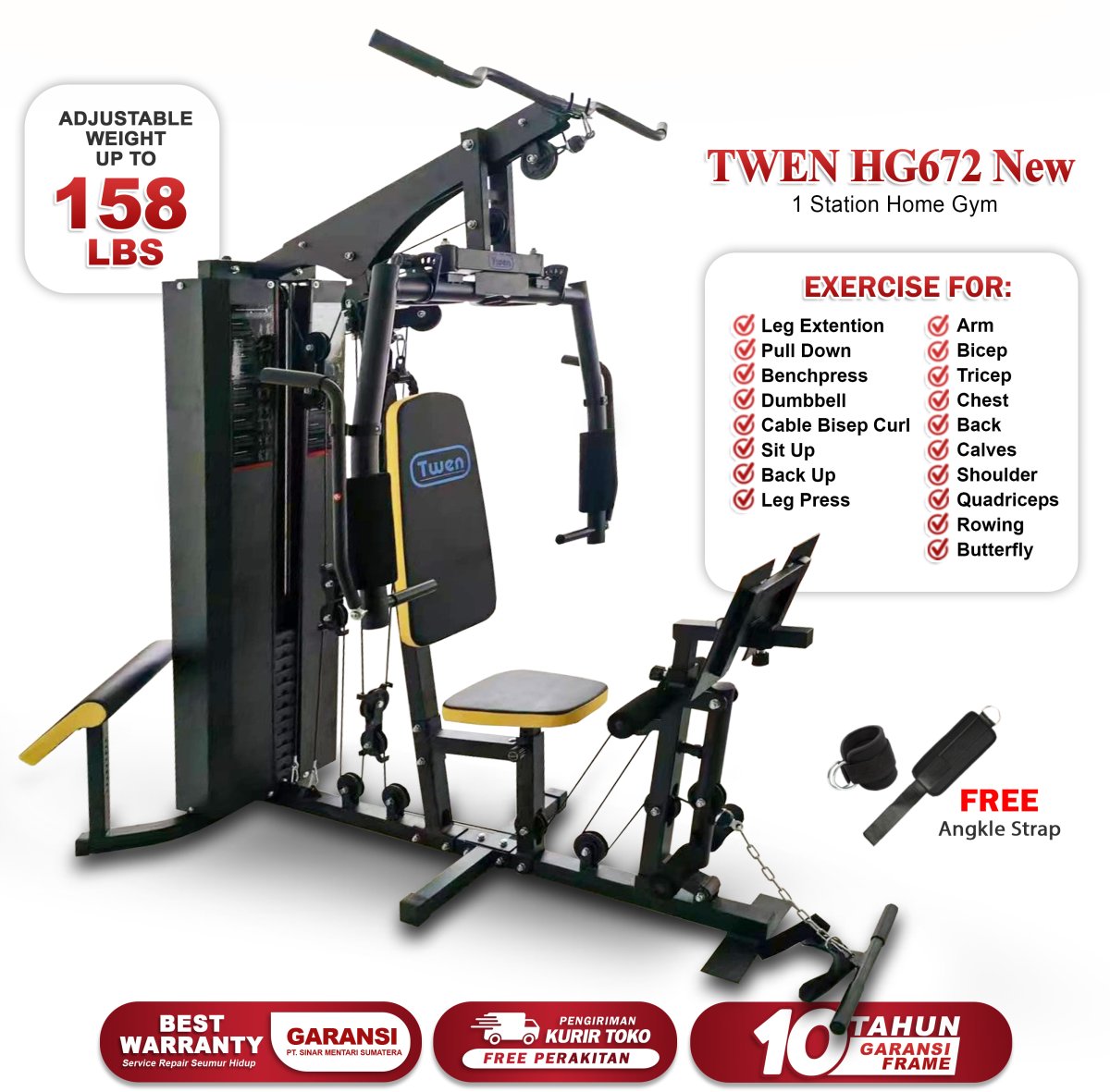 TWEN HG672 New Alat Fitness Home Gym 1 Sisi