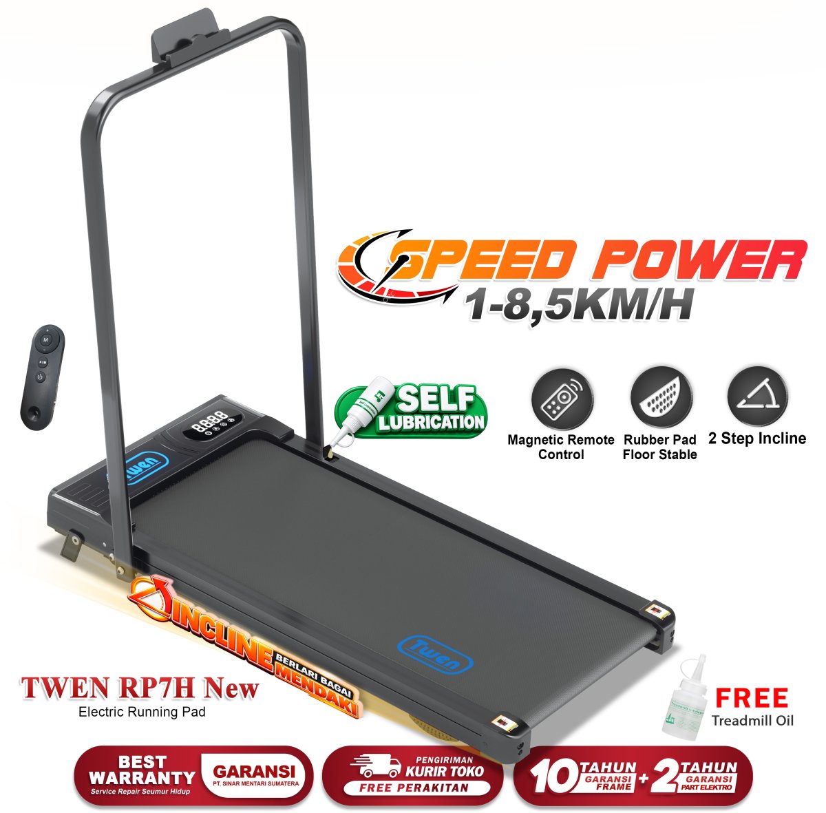 Twen RP7H New Running Pad Treadmill Listrik Treadmill Portable Treadmill Multifungsi Treadmil Lipat Alat Olahraga