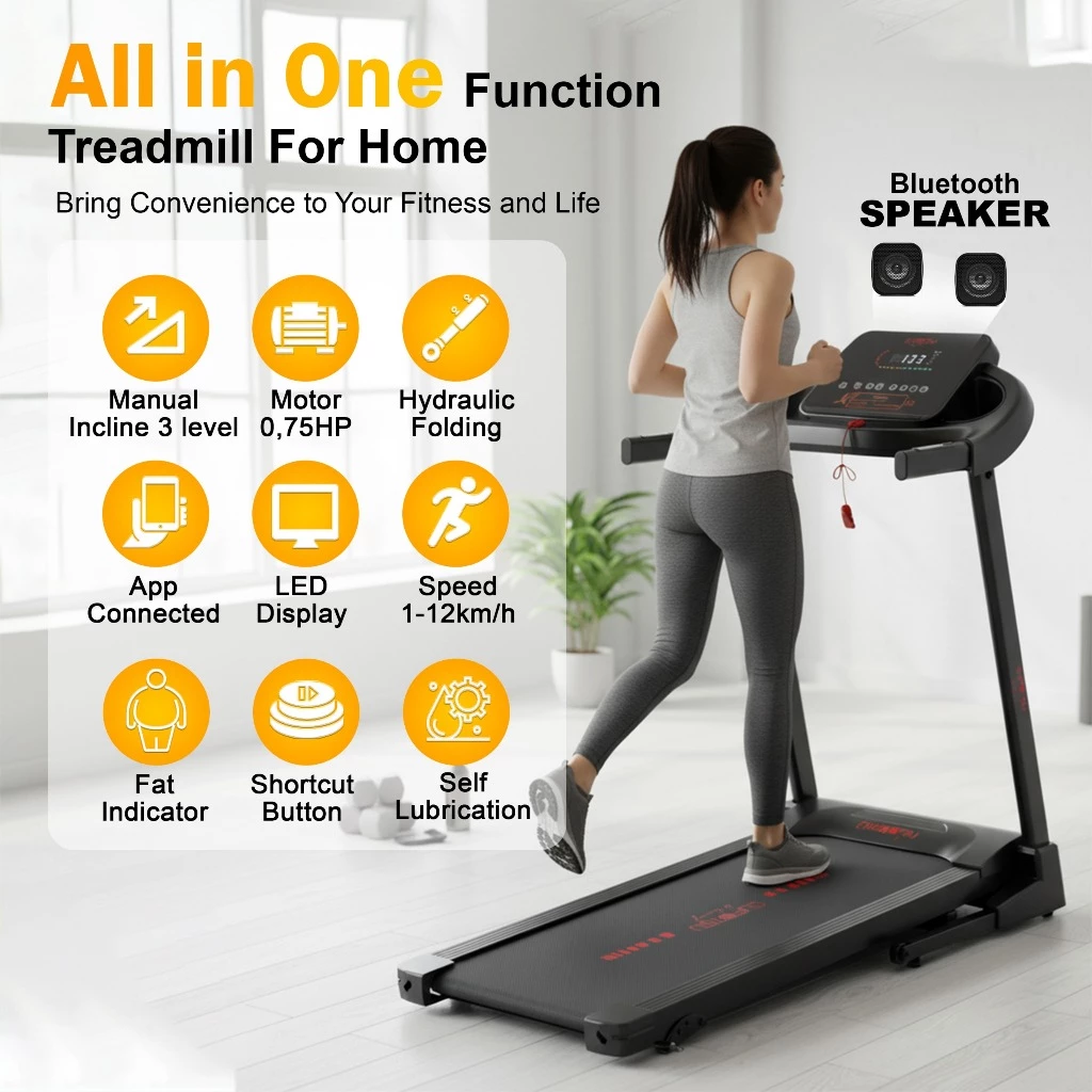 SUPOTSU Kenbi Hitam Treadmill Listrik Gambar produk 5