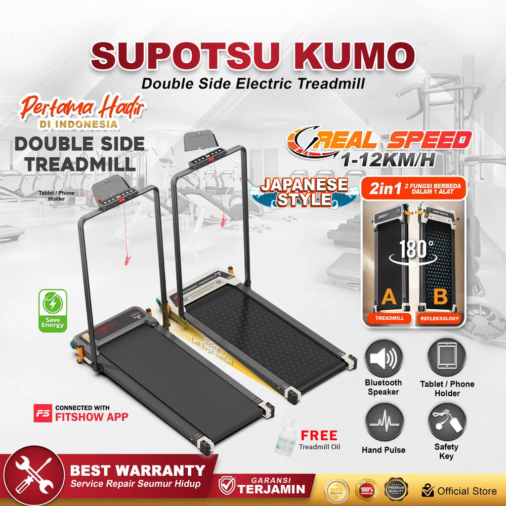 SUPOTSU KUMO Treadmill Listrik Portable Multifungsi Treadmil