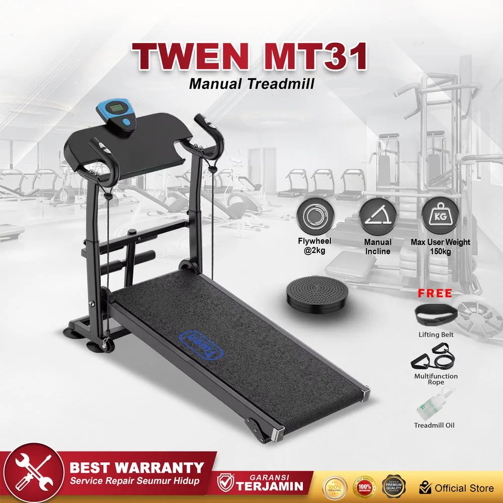 TWEN MT31 Treadmill Tanpa Listrik Portable Multifungsi Treadmil