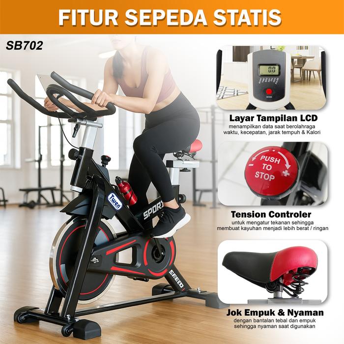 Twen SB701 Red + App Spinning Bike Gambar produk 4