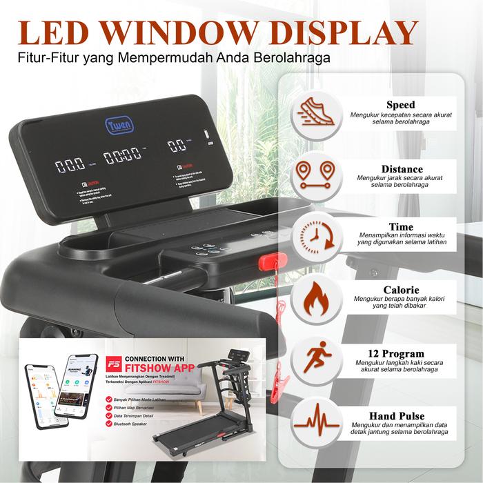 TWEN T695A Multi Treadmill Listrik Multifungsi Treadmill Portable Treadmill Multifungsi Treadmil Lipat Alat Olahraga Gambar produk 2
