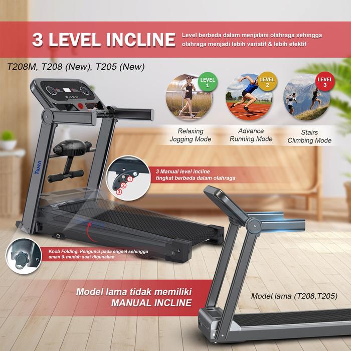 TWEN T208 Ultra+Multi Treadmil Listrik Treadmill Portable Gambar produk 6