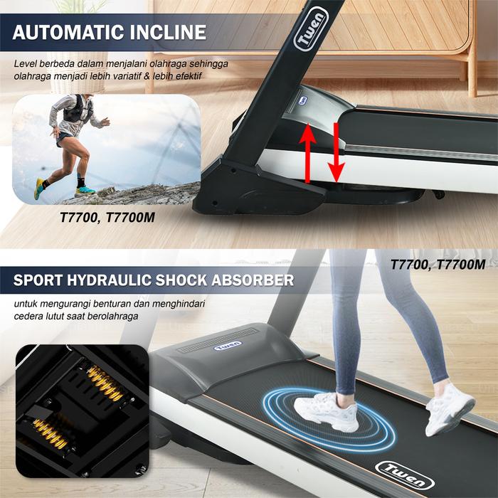 TWEN T7700 Treadmill Listrik Multifungsi Gambar produk 6