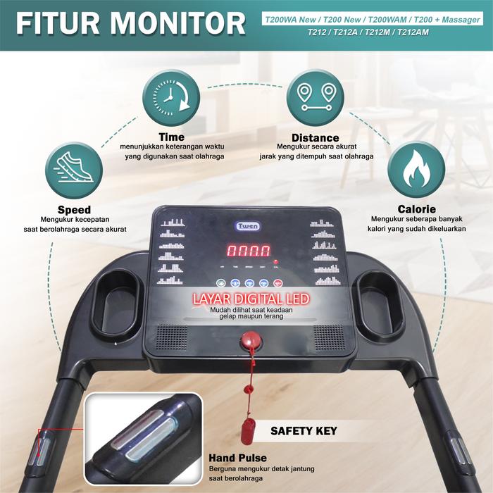 TWEN T200 Real Treadmil Listrik Gambar produk 8