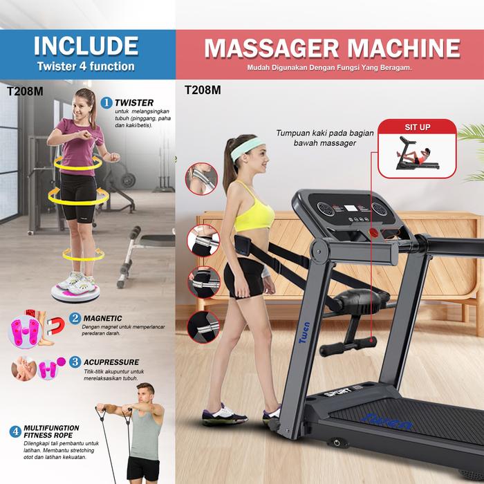 TWEN T208 Ultra Treadmil Listrik Treadmill Portable Multifungsi Gambar produk 3