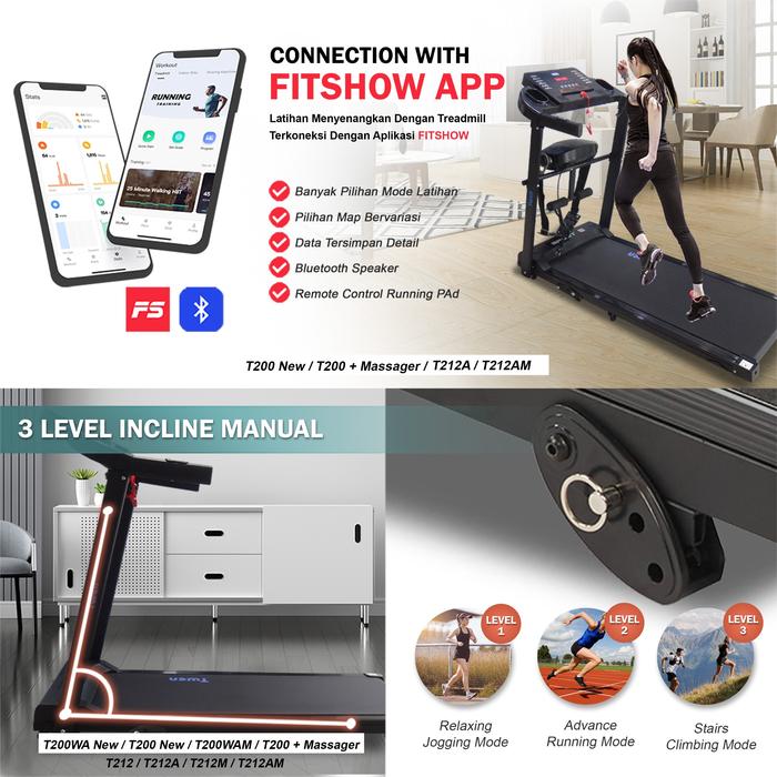 TWEN T200 Real Treadmil Listrik Gambar produk 5