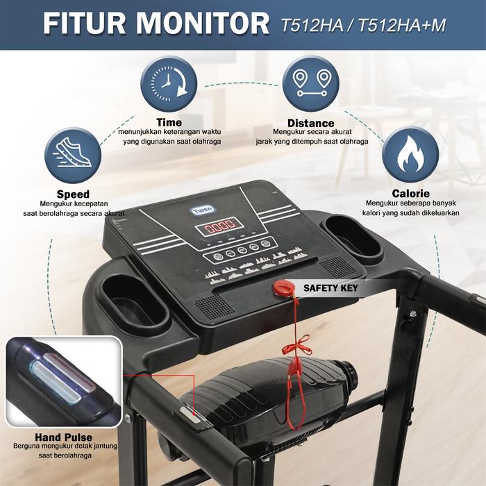 TWEN T512HA Treadmill Listrik Multifungsi Gambar produk 2