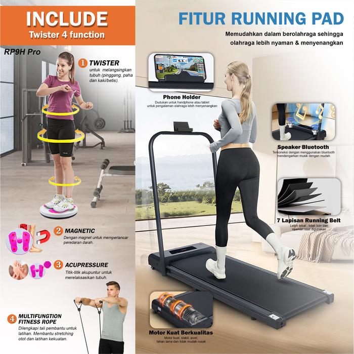 TWEN RP9HPro Sky Blue Running Pad Treadmill Listrik Gambar produk 6