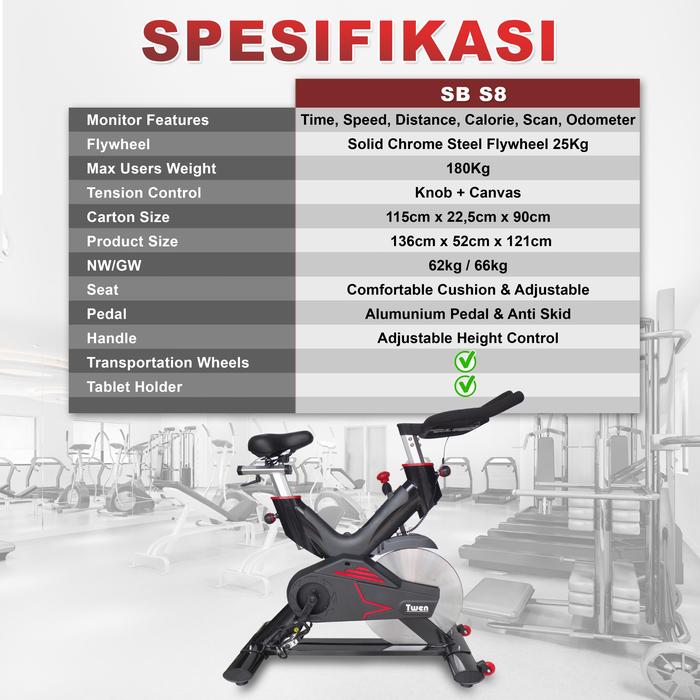 Twen CSB S8 + App Spin Bike Gambar produk 8