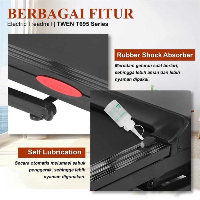 TWEN T695A Multi Treadmill Listrik Multifungsi Treadmill Portable Treadmill Multifungsi Treadmil Lipat Alat Olahraga Gambar produk 6