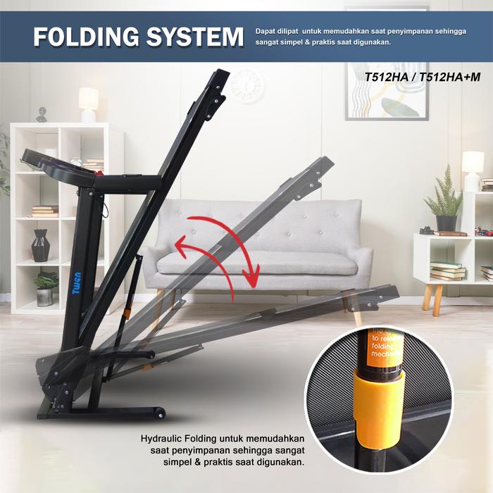 TWEN T512HA Treadmill Listrik Multifungsi Gambar produk 5