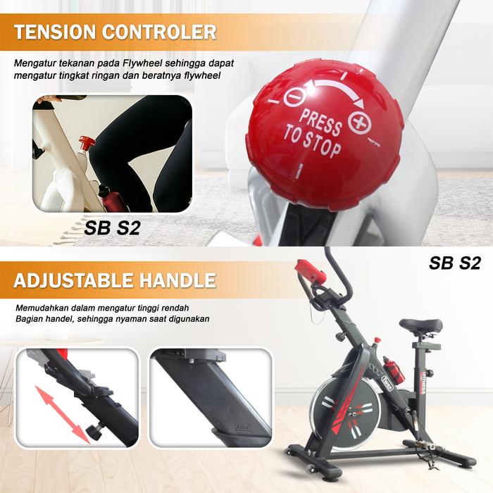 Twen S2 Hitam Spin Bike Gambar produk 3