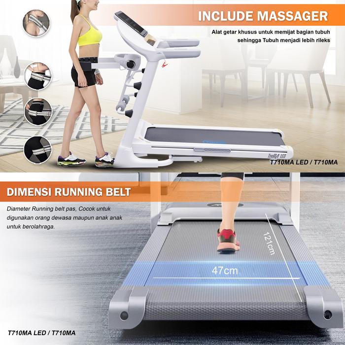 TWEN T7010MA LED Putih Treadmill Listrik Multifungsi Gambar produk 6