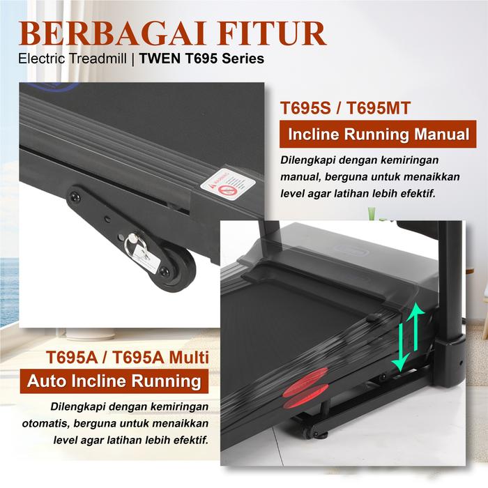 TWEN T695A Multi Treadmill Listrik Multifungsi Treadmill Portable Treadmill Multifungsi Treadmil Lipat Alat Olahraga Gambar produk 5