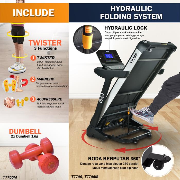 TWEN T7700 Treadmill Listrik Multifungsi Gambar produk 4