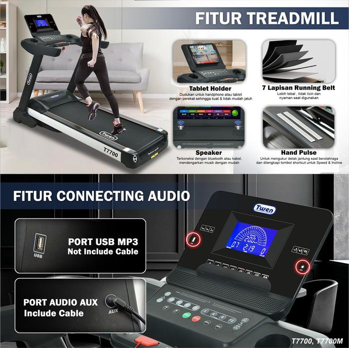 TWEN T7700 Treadmill Listrik Multifungsi Gambar produk 3