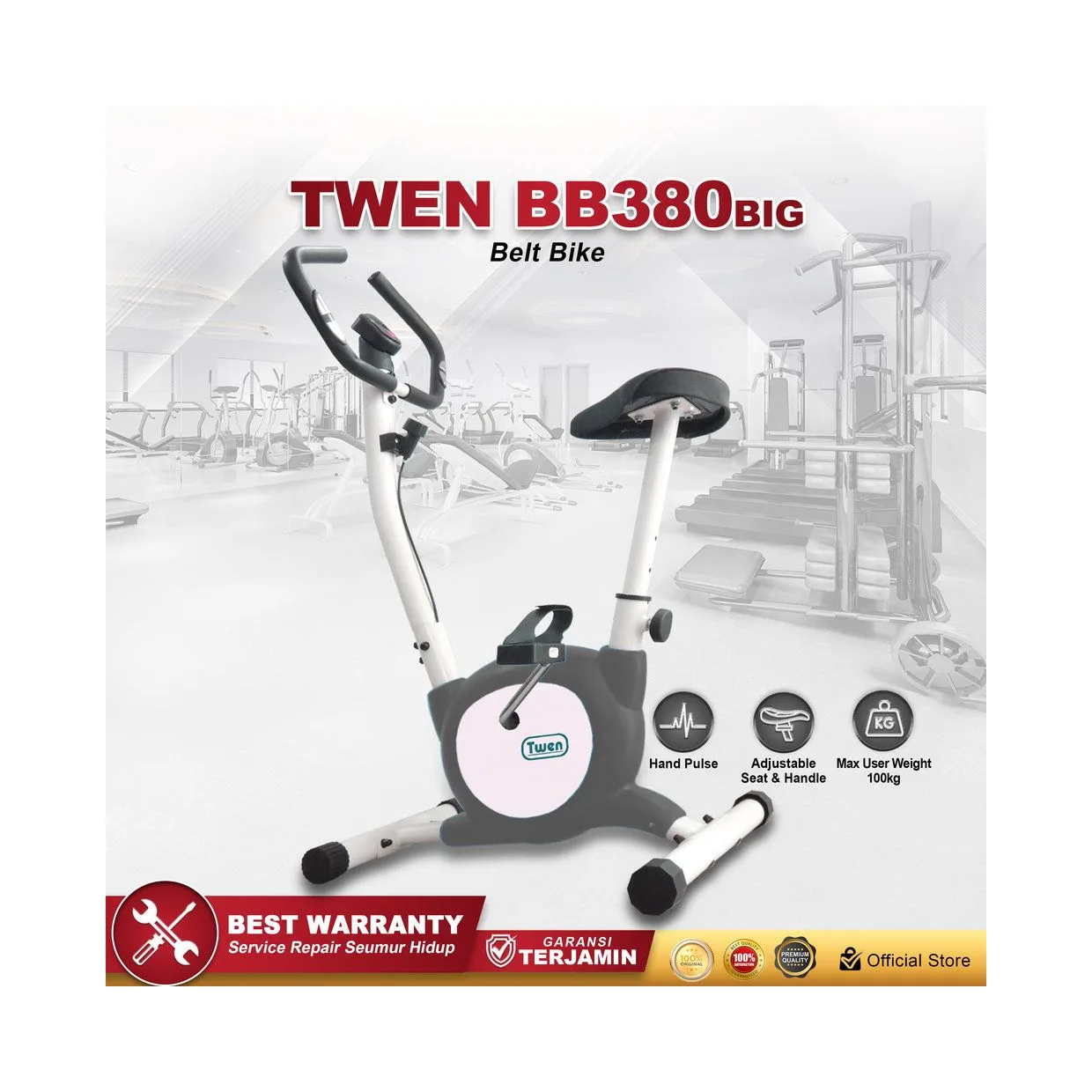 Twen BB380 BIG Silver Belt Bike New Exercise Fitness Alat