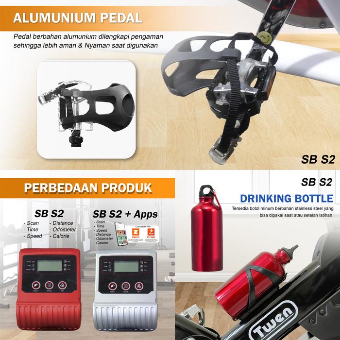 Twen S2 Hitam Spin Bike Gambar produk 5