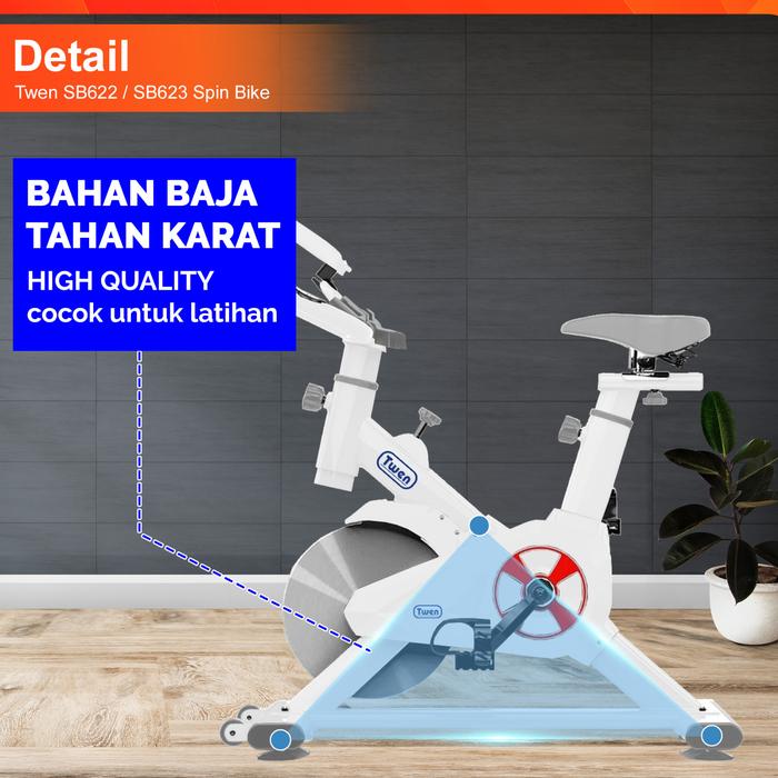 Twen SB622 Spinning Bike Kardio Alat Fitness - SB622 New Black Gambar produk 5