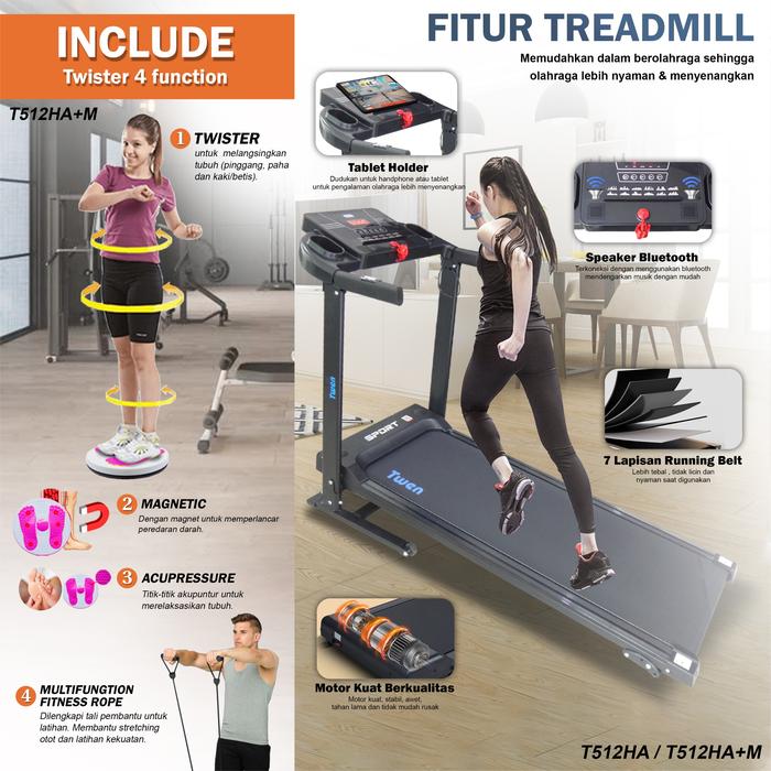 TWEN T512HA Treadmill Listrik Multifungsi Gambar produk 6