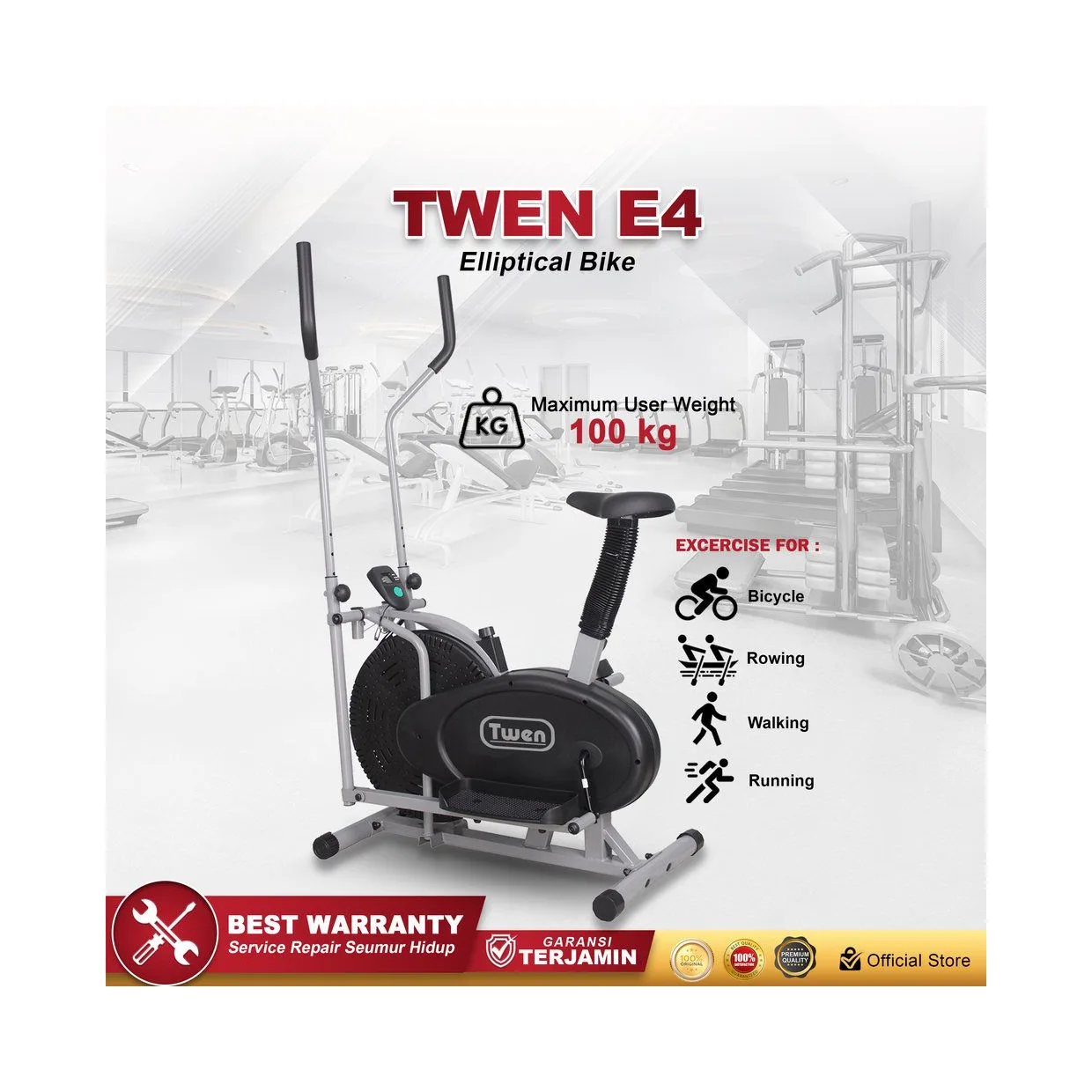Twen E4N Orbitrack Tracer Elliptical Bike Sepeda Fitness Statis