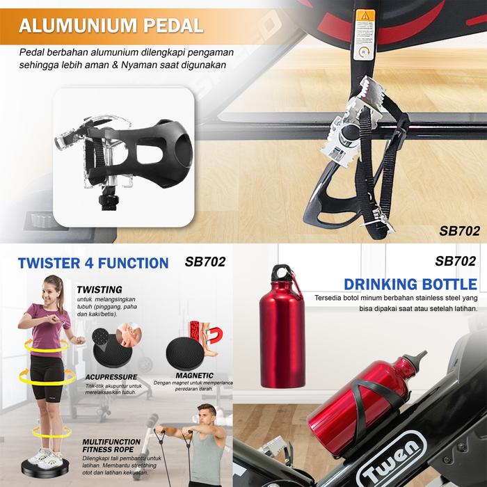 Twen SB701 Red Spinning Bike Gambar produk 6