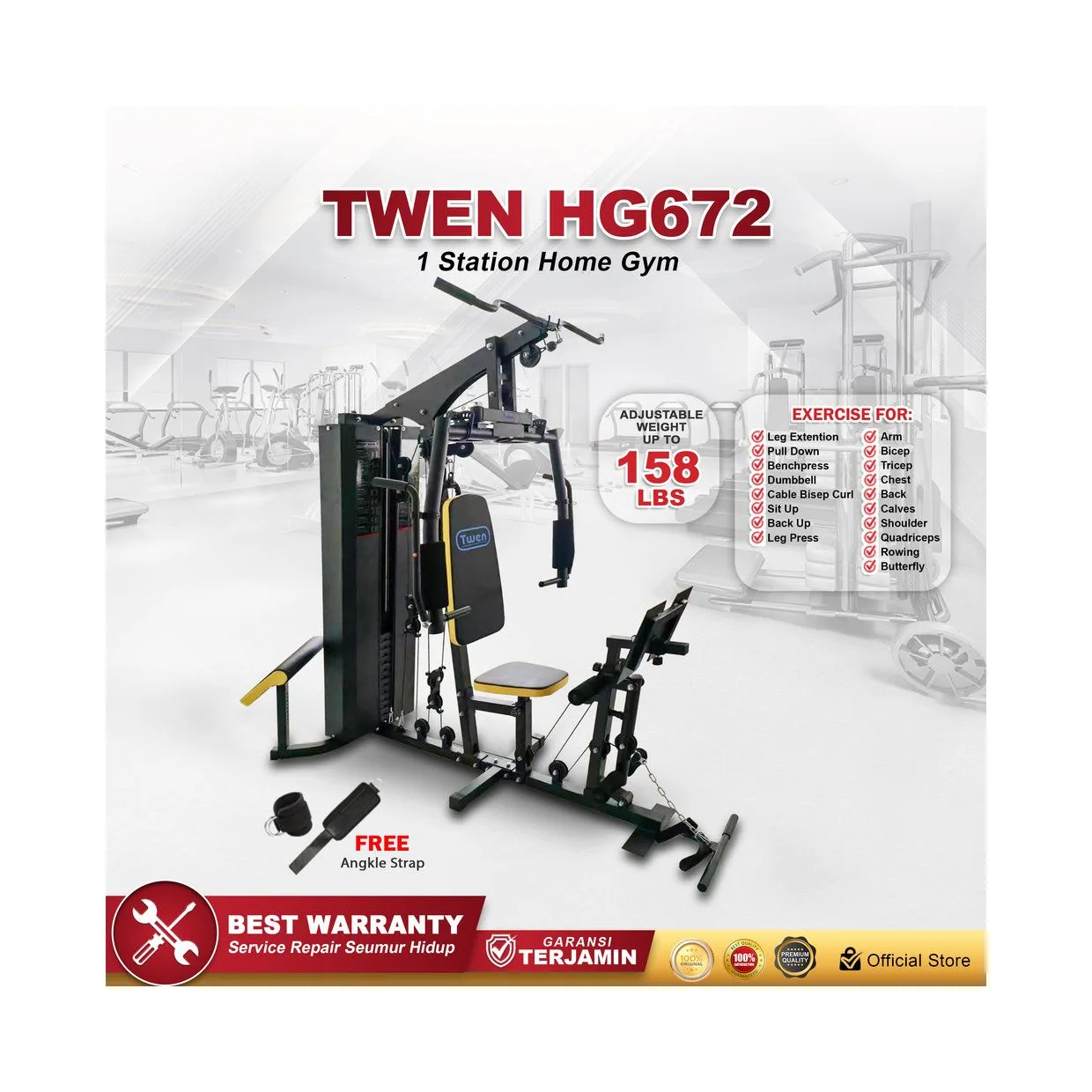 TWEN HG672 New Alat Fitness Home Gym 1 Sisi