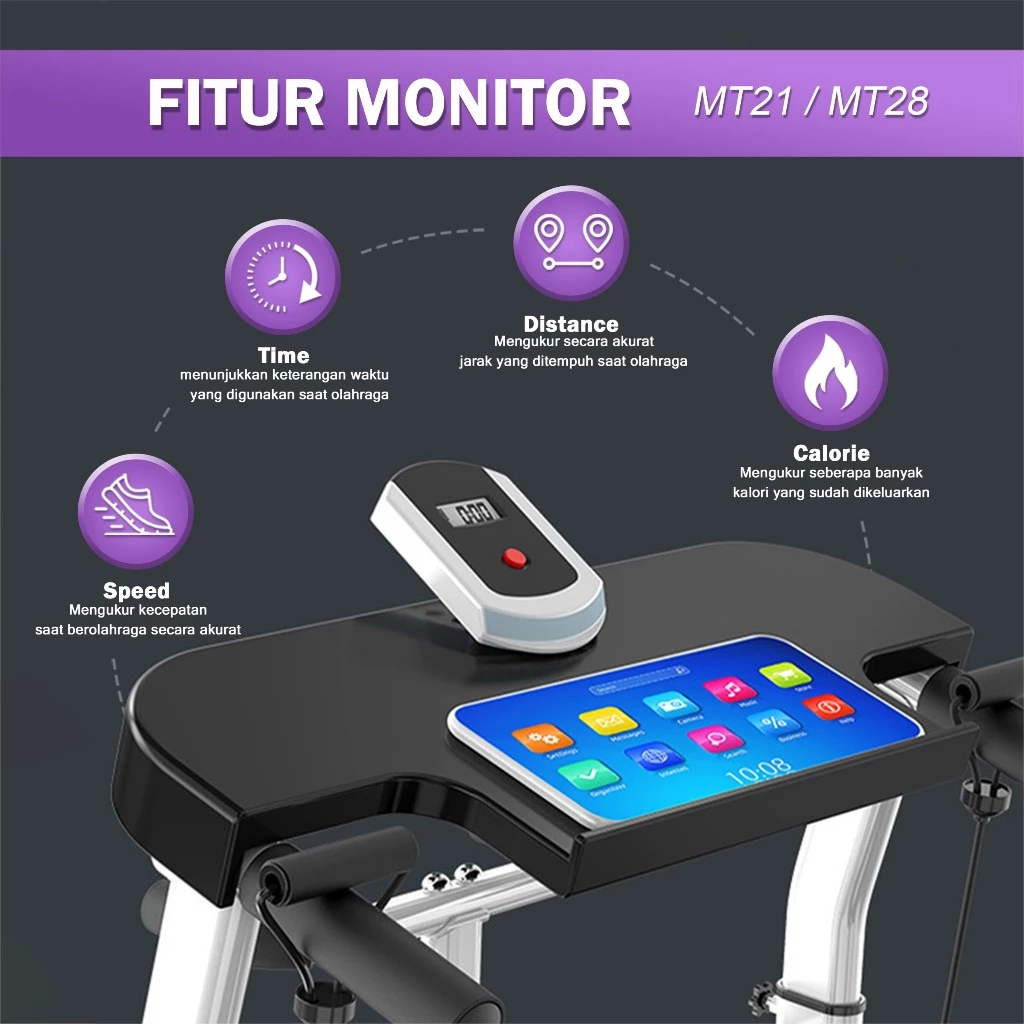 TWEN MT38 Treadmill Manual Tanpa Listrik Portable Multifungsi Gambar produk 3