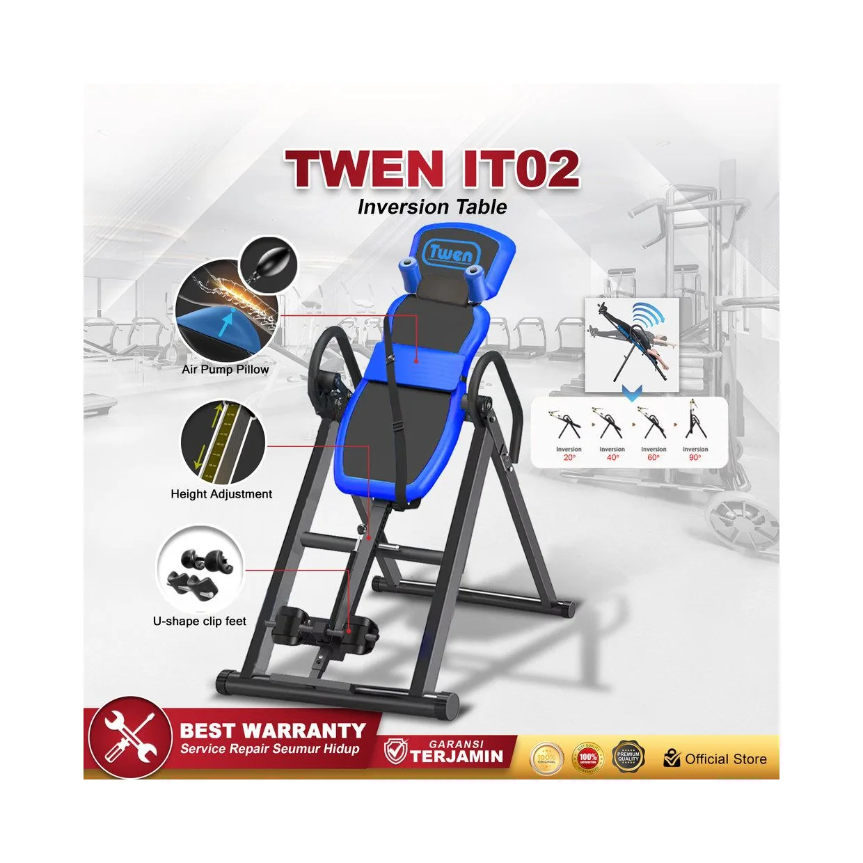 TWEN Inversion Table IT02 Foldable Premium Headstand Trainer