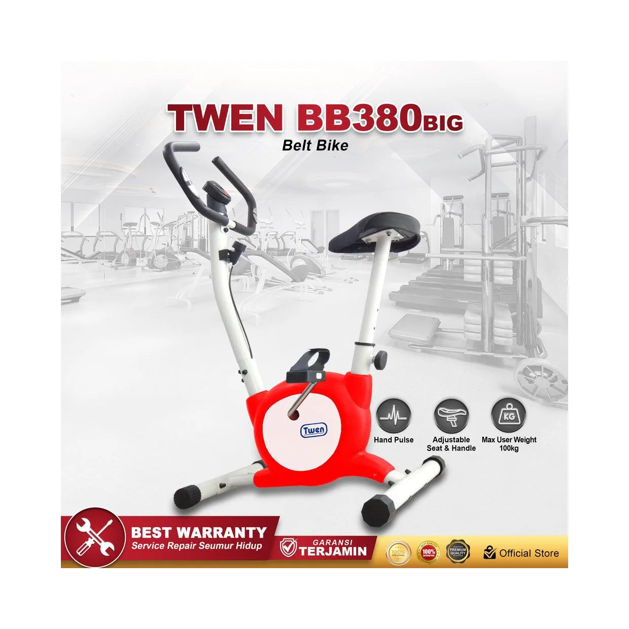 Twen BB380BIG Red Belt Bike New Big Exercise Fitness Alat