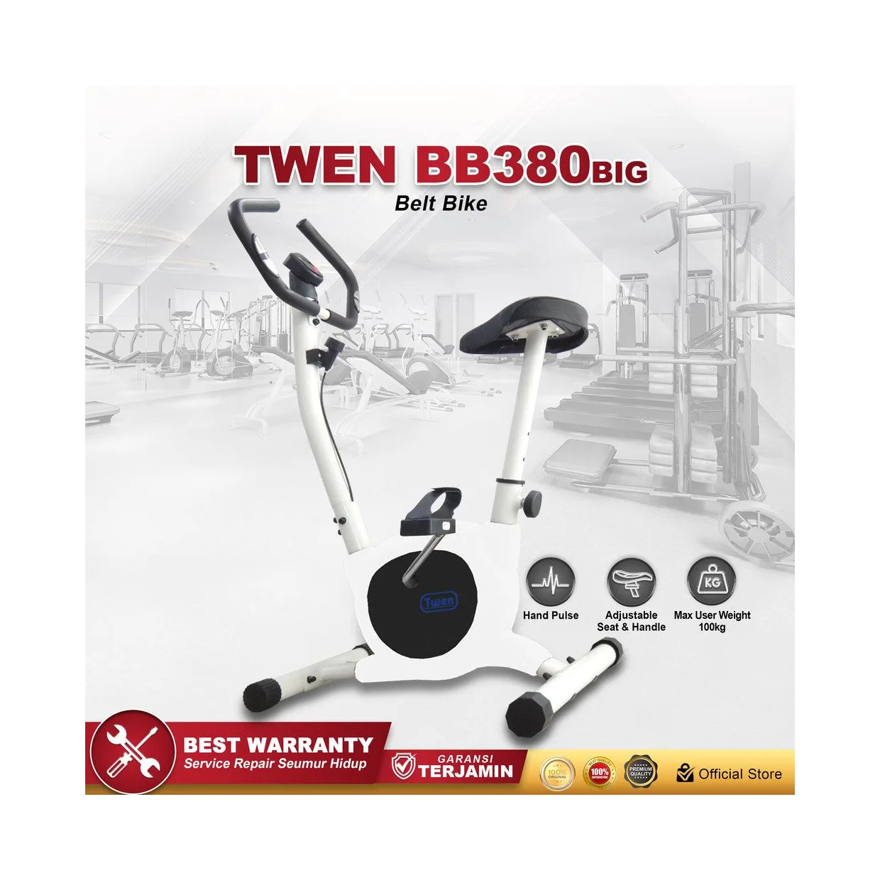 Twen BB380 BIG White Belt Bike New Exercise Fitness Alat