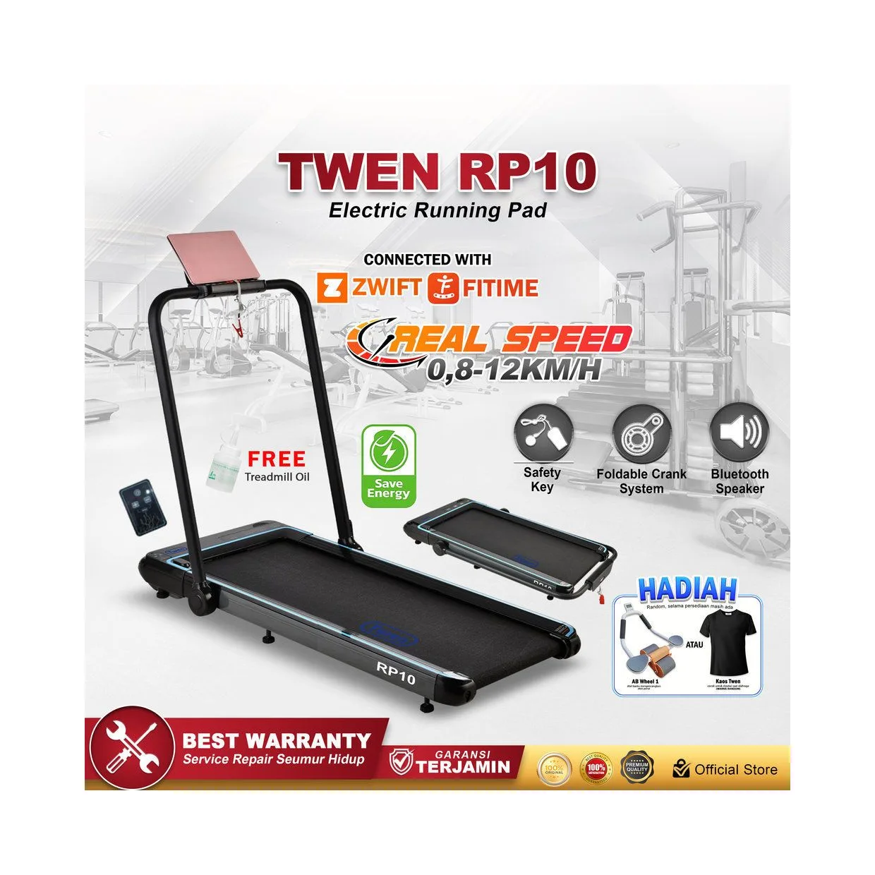 TWEN RP10 Running Pad Treadmill Listrik Portable Multifungsi
