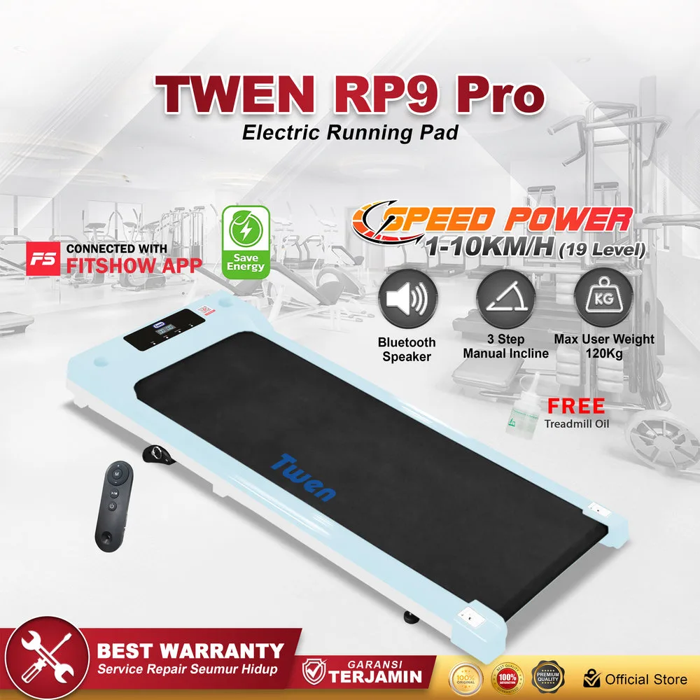 TWEN RP9HPro Sky Blue Running Pad Treadmill Listrik Portable