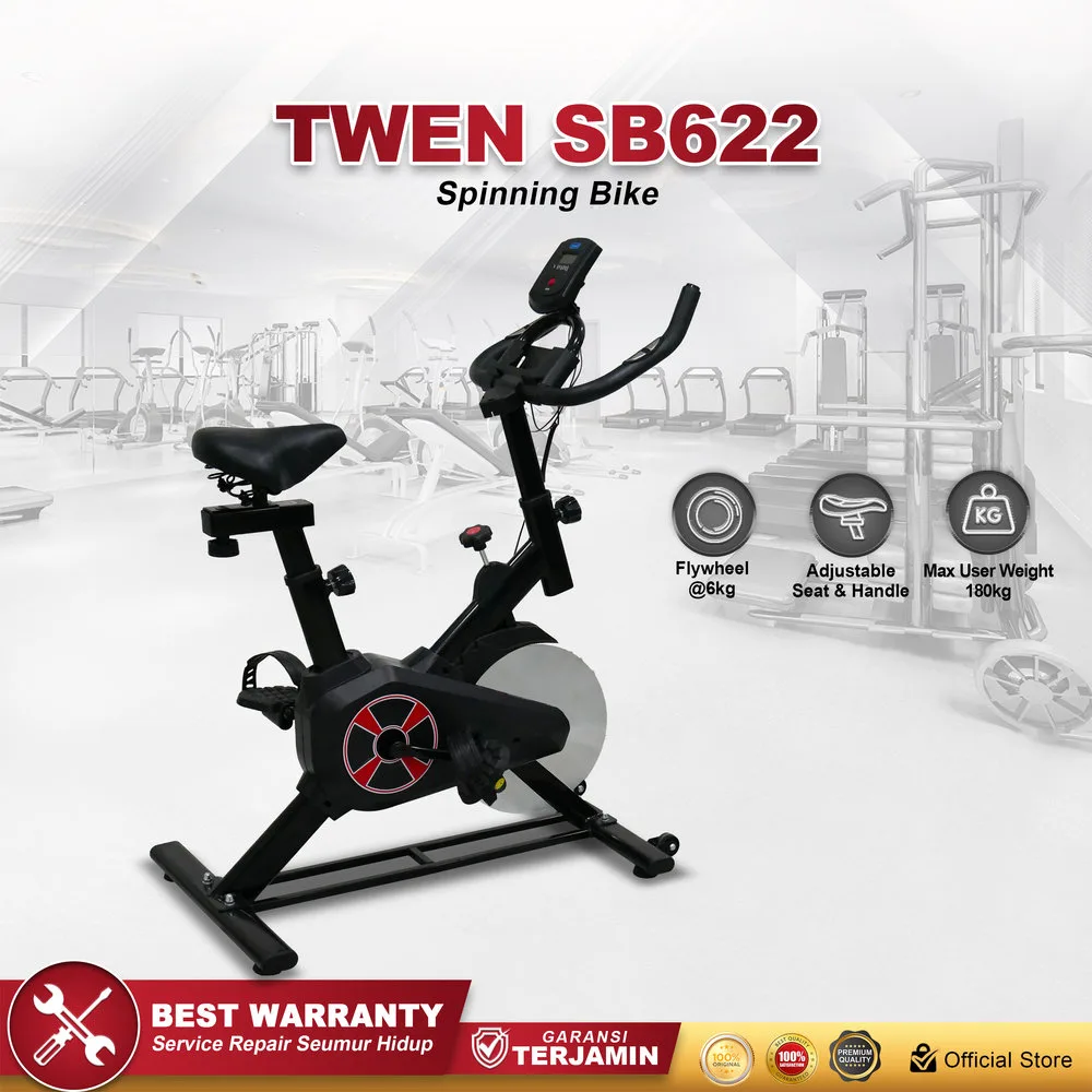 Twen SB622 Black Spin Bike Sepeda Kardio Statis Fitness Alat