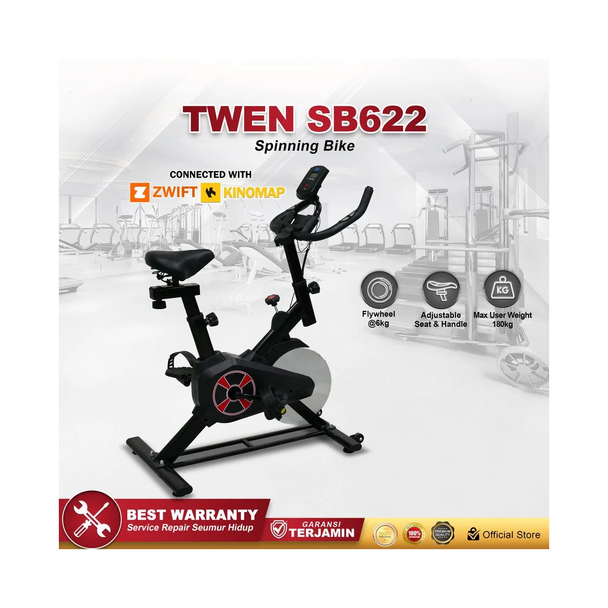 Twen SB622 Spin Bike Sepeda Kardio Statis Fitness Alat Olahraga