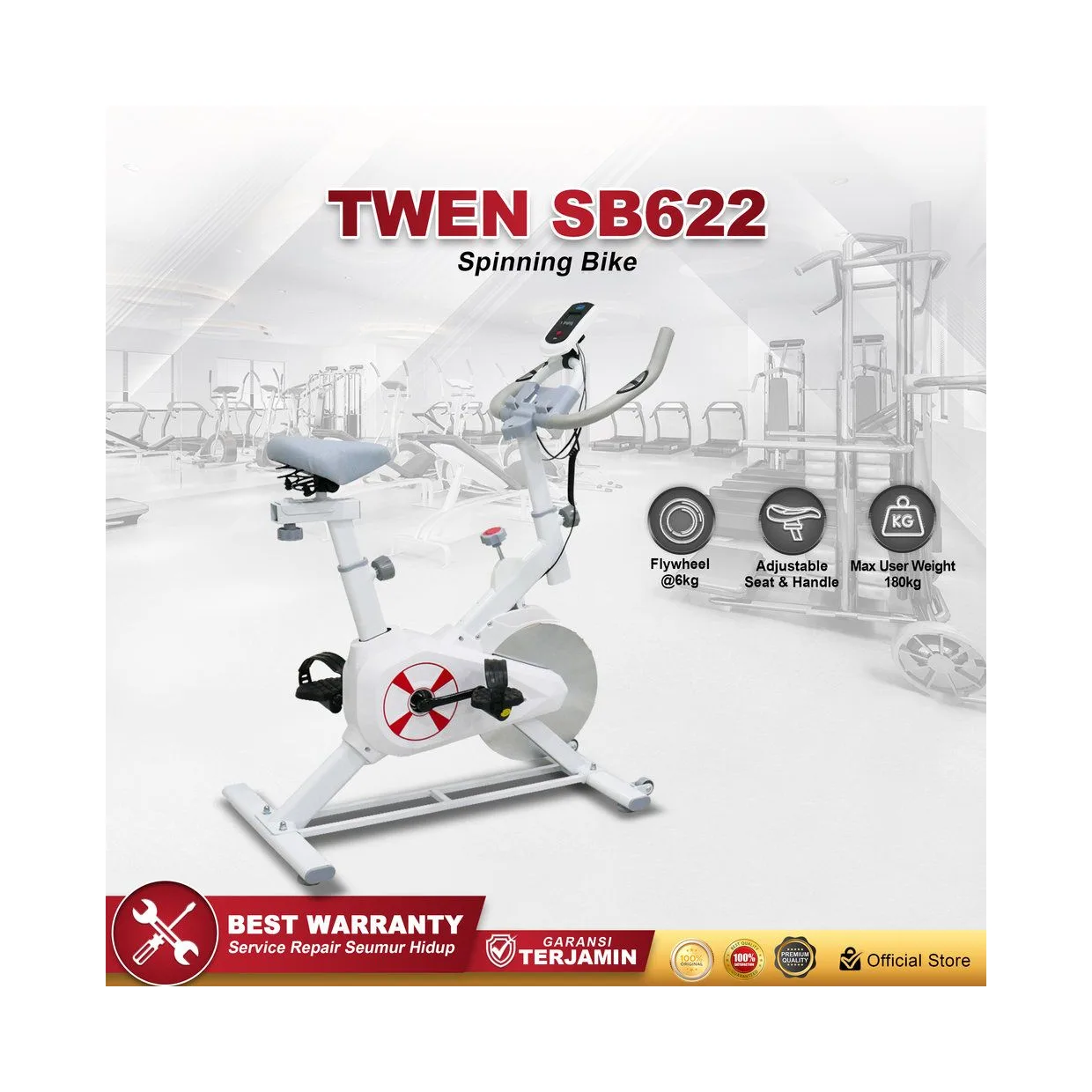 Twen SB622 Spin Bike Sepeda Kardio Statis Fitness Alat Olahraga